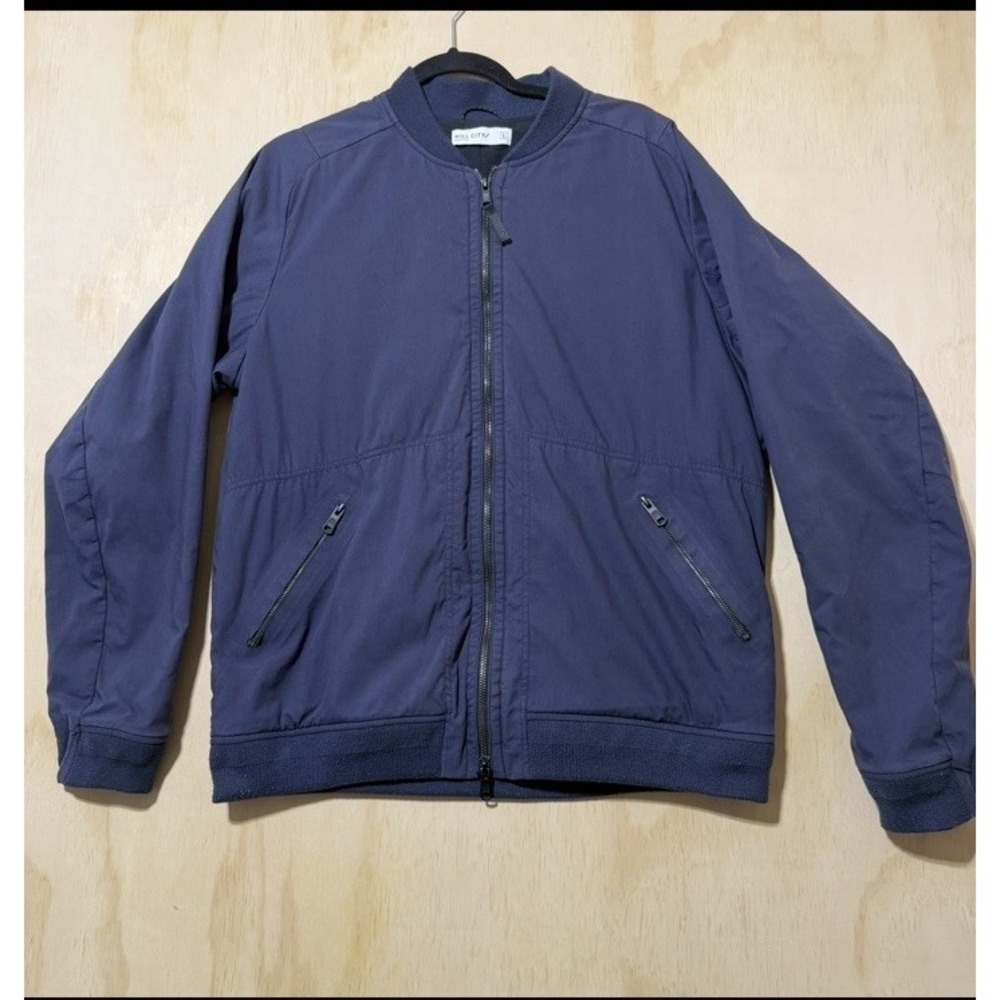 Hill City Hybrid Bomber Jacket Full Zip Lightweight Stretch Coat‎ Blue Large
